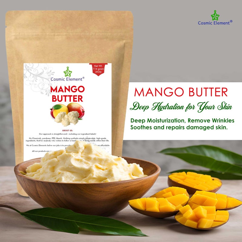 Cosmic Element 100% Pure Organic Mango Butter - Unrefined Raw Mango Butter with Vitamins A, C & E | Antioxidant-Rich Mango Body Butter for Skin & Hair | Shea Butter Substitute for Soap & Lotion - 4oz - Image 3